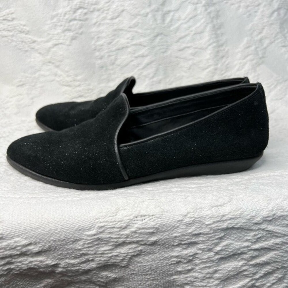 The Flexx Flats Black Suede Leather Glitter Loafer Women's Size 6.5 - Picture 4 of 9